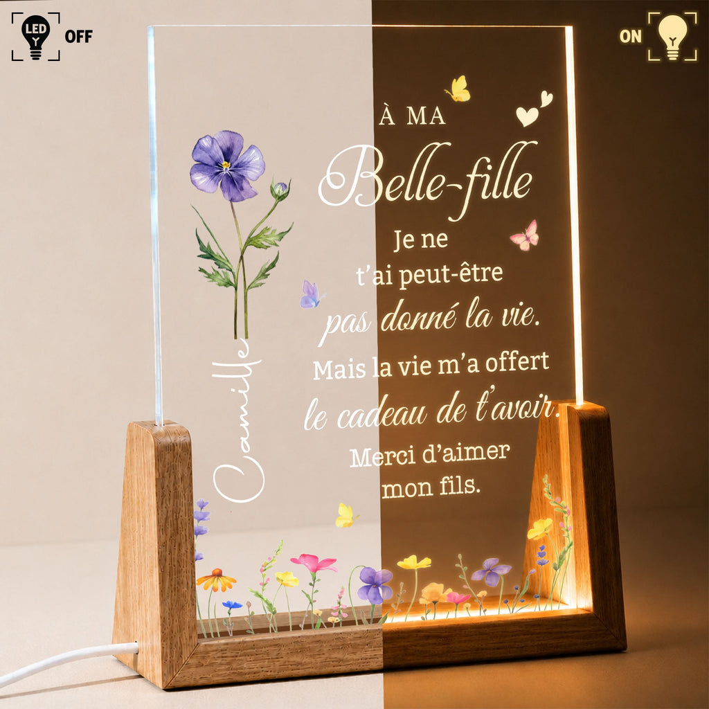 Personalized Acrylic Night Light Custom Name Gift for Daughter-in-Law Wood and Acrylic Night Light GradoCreations