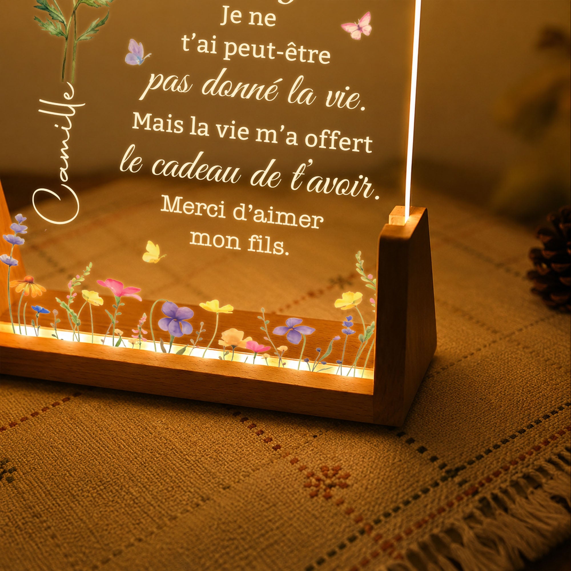 Personalized Acrylic Night Light Custom Name Gift for Daughter-in-Law Wood and Acrylic Night Light GradoCreations