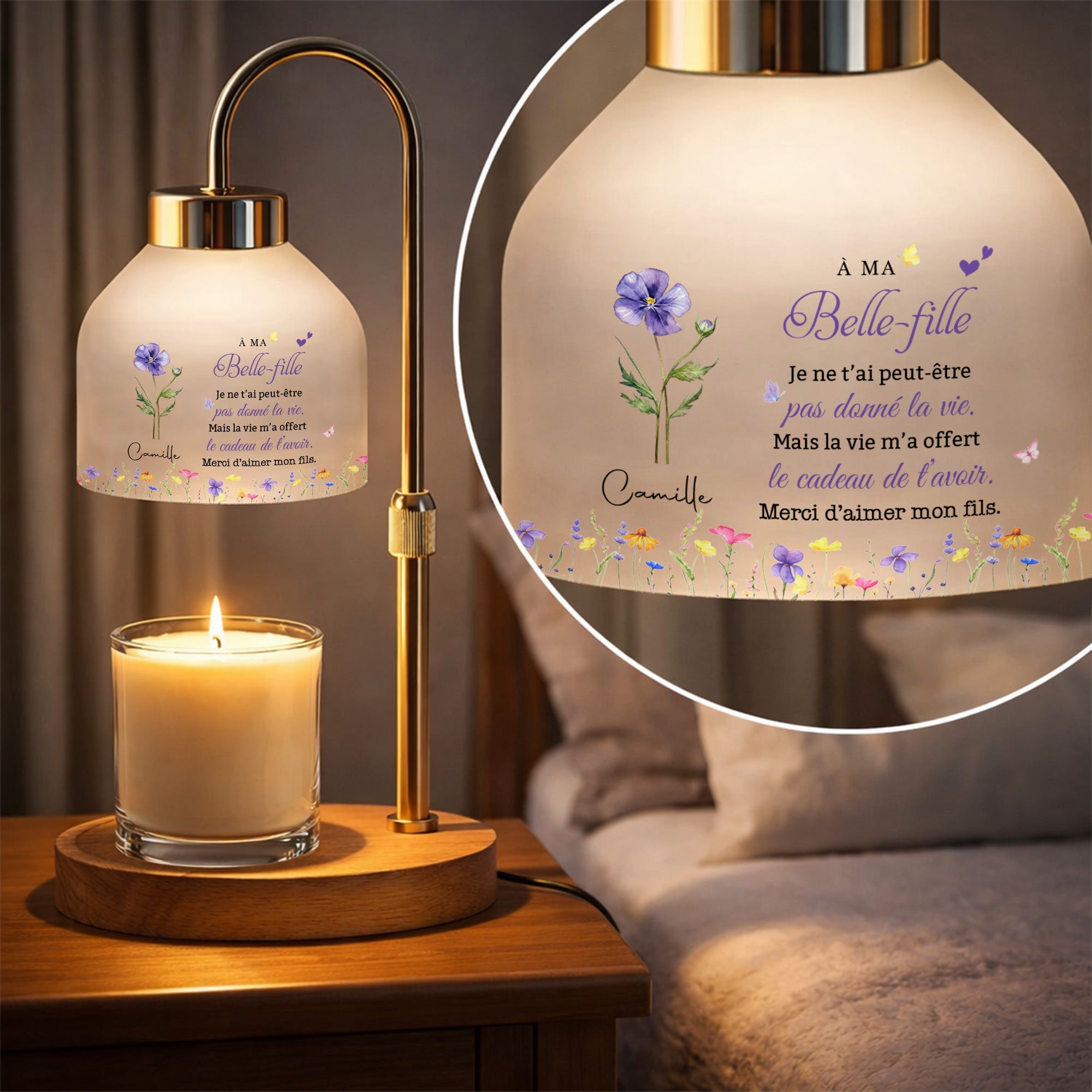 Personalized Candle Warmer Lamp Custom Shade Gift for Daughter-in-Law Candle Warmer Lamp GradoCreations