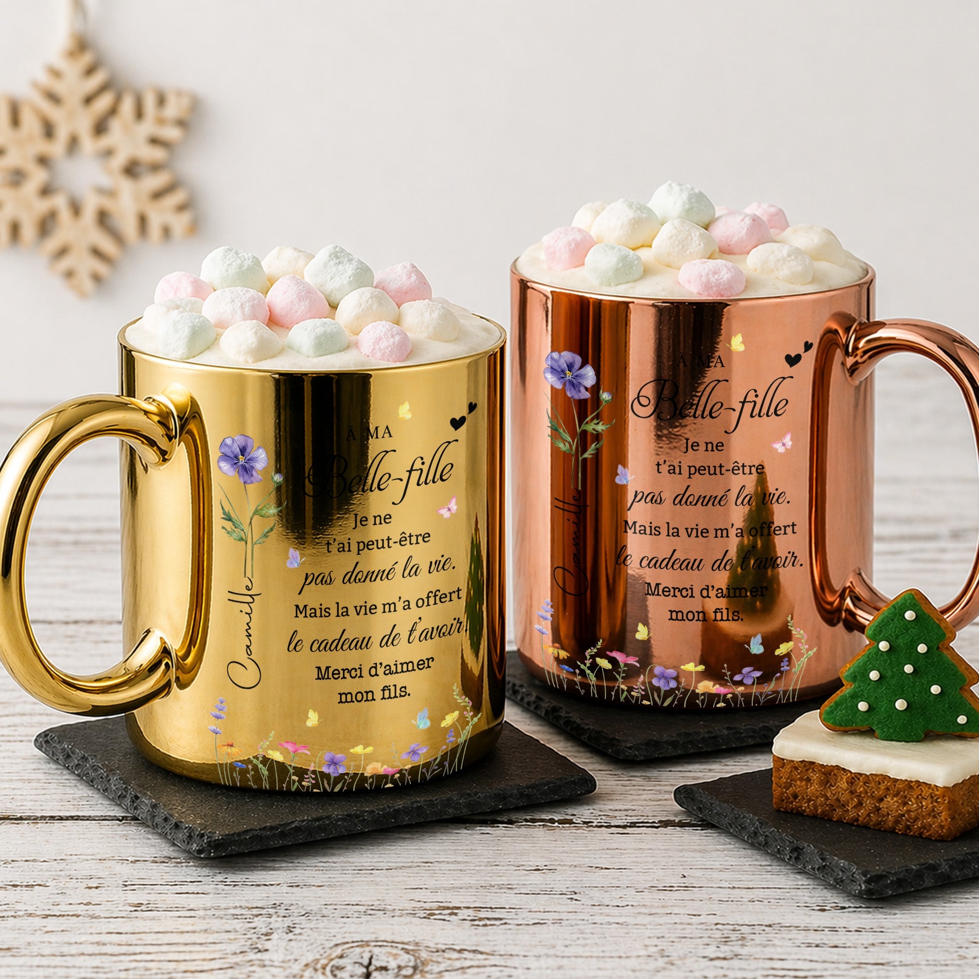 Personalized Metallic Mug Custom Birth Month Flowers Gift for Daughter-in-Law Metallic Mug GradoCreations