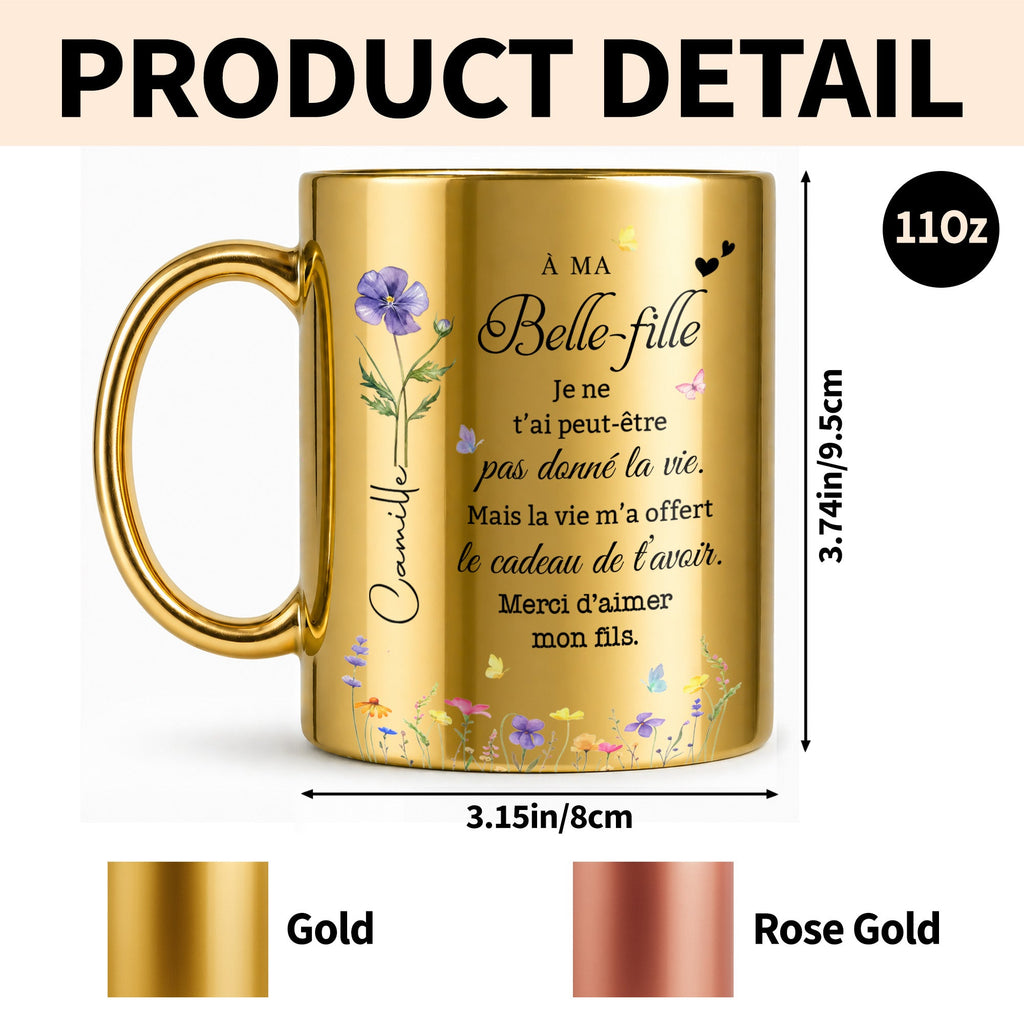 Personalized Metallic Mug Custom Birth Month Flowers Gift for Daughter-in-Law Metallic Mug GradoCreations