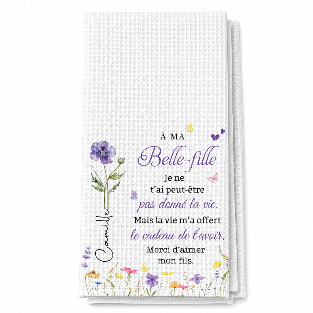 Personalized Kitchen Towel Gift for Daughter-in-Law with Flowers Kitchen Towel GradoCreations