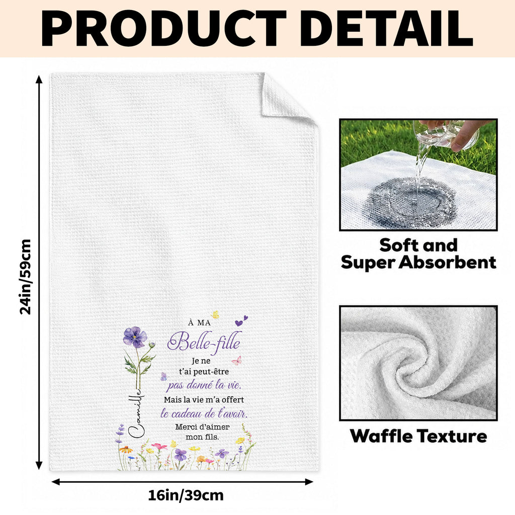 Personalized Kitchen Towel Gift for Daughter-in-Law with Flowers Kitchen Towel GradoCreations