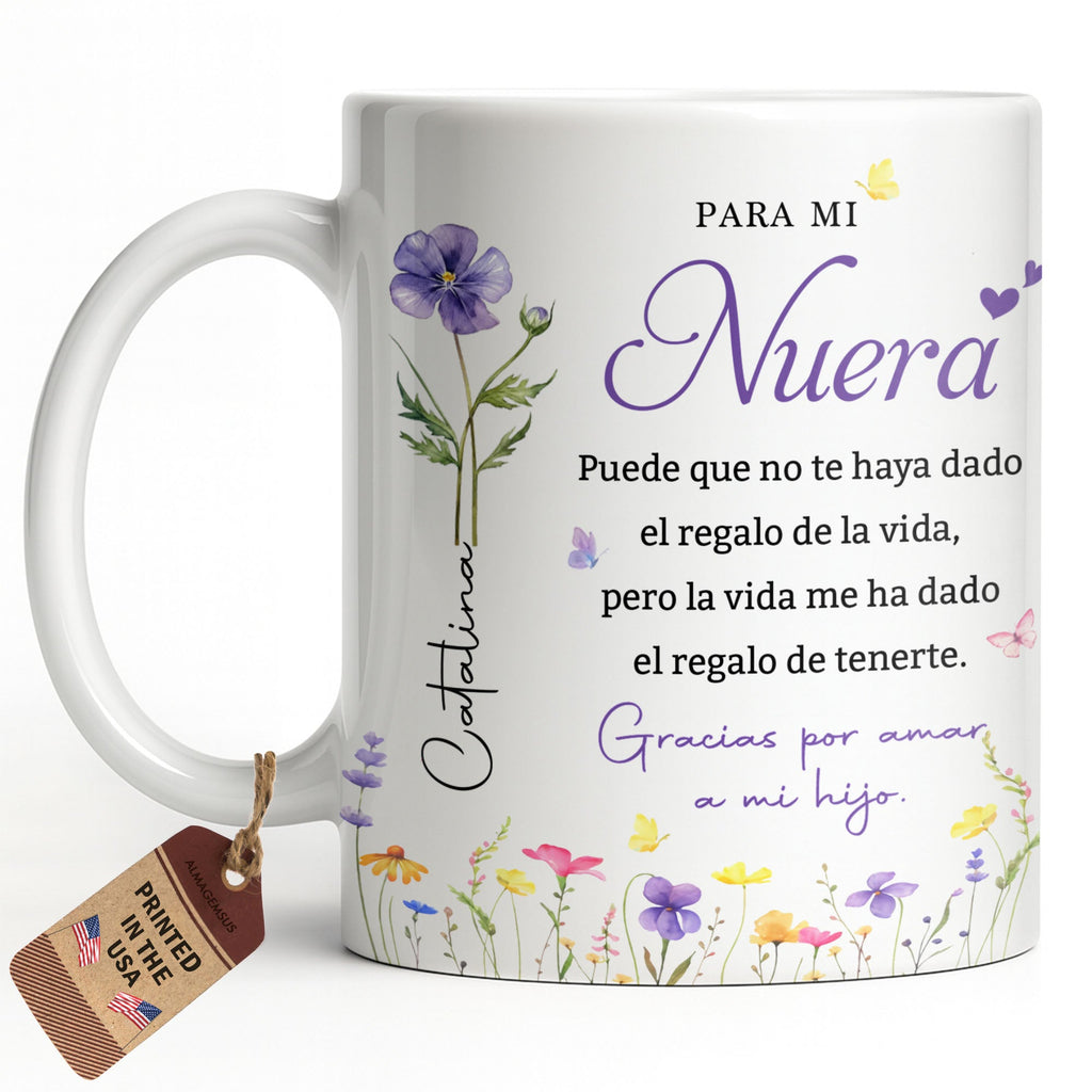 Personalized Birth Month Flower Mug Custom Gift for Daughter-in-Law Edge-to-edge Mug GradoCreations