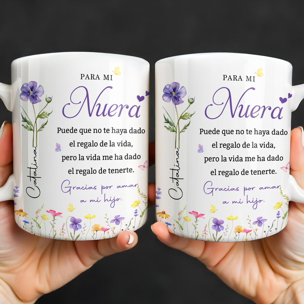 Personalized Birth Month Flower Mug Custom Gift for Daughter-in-Law Edge-to-edge Mug GradoCreations