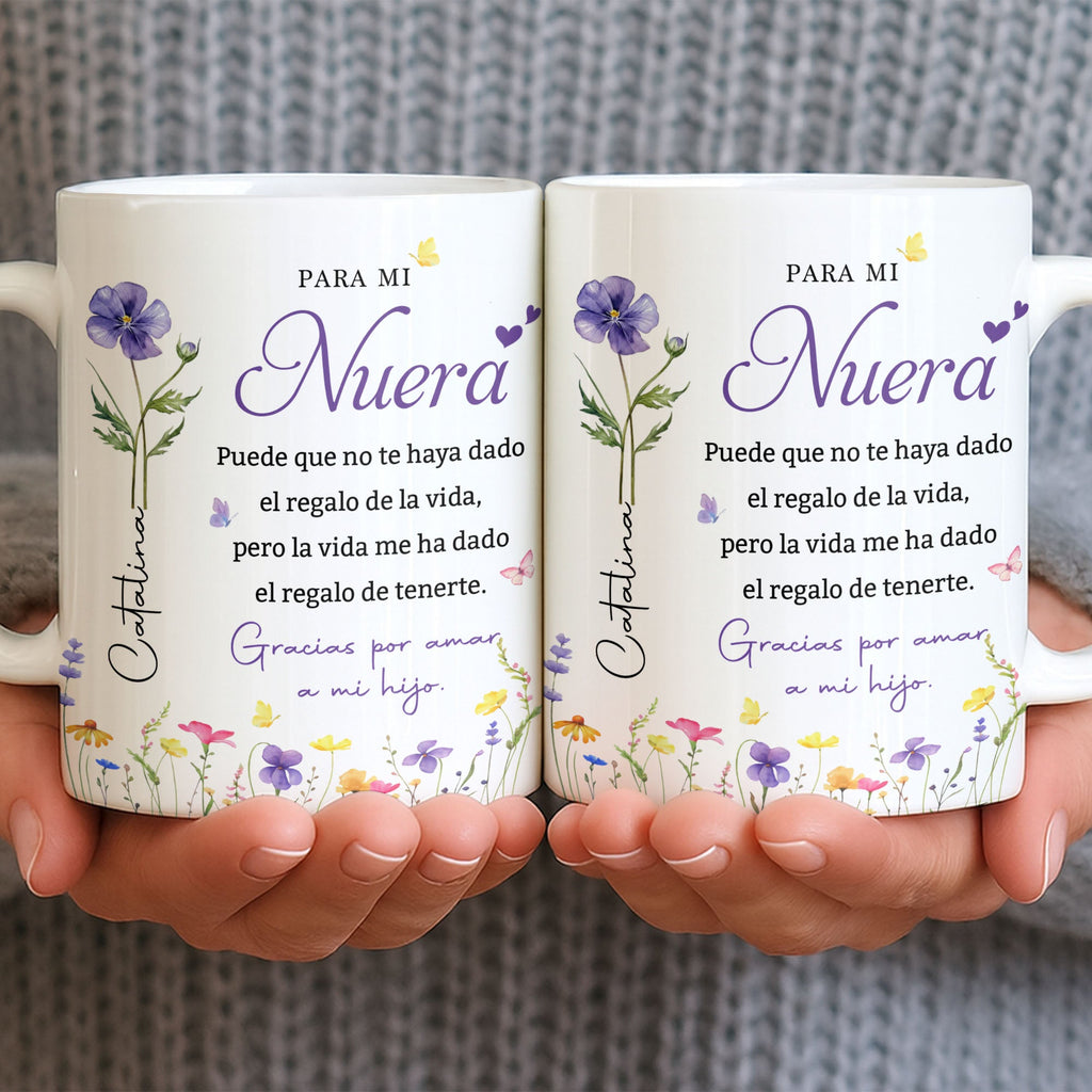 Personalized Birth Month Flower Mug Custom Gift for Daughter-in-Law Edge-to-edge Mug GradoCreations