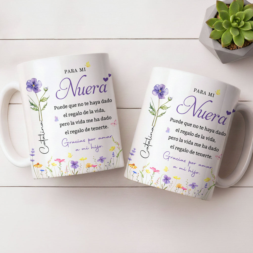 Personalized Birth Month Flower Mug Custom Gift for Daughter-in-Law Edge-to-edge Mug GradoCreations