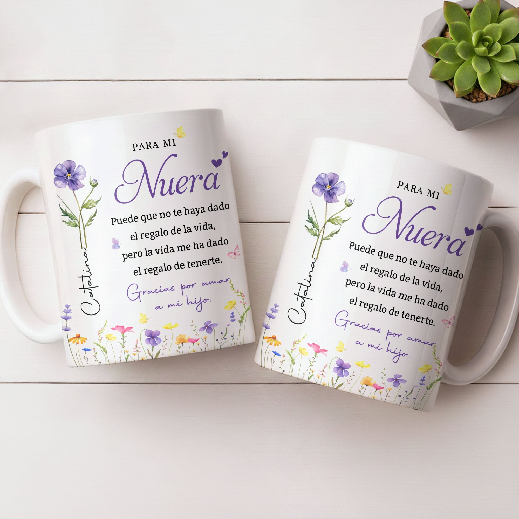 Personalized Birth Month Flower Mug Custom Gift for Daughter-in-Law Edge-to-edge Mug GradoCreations