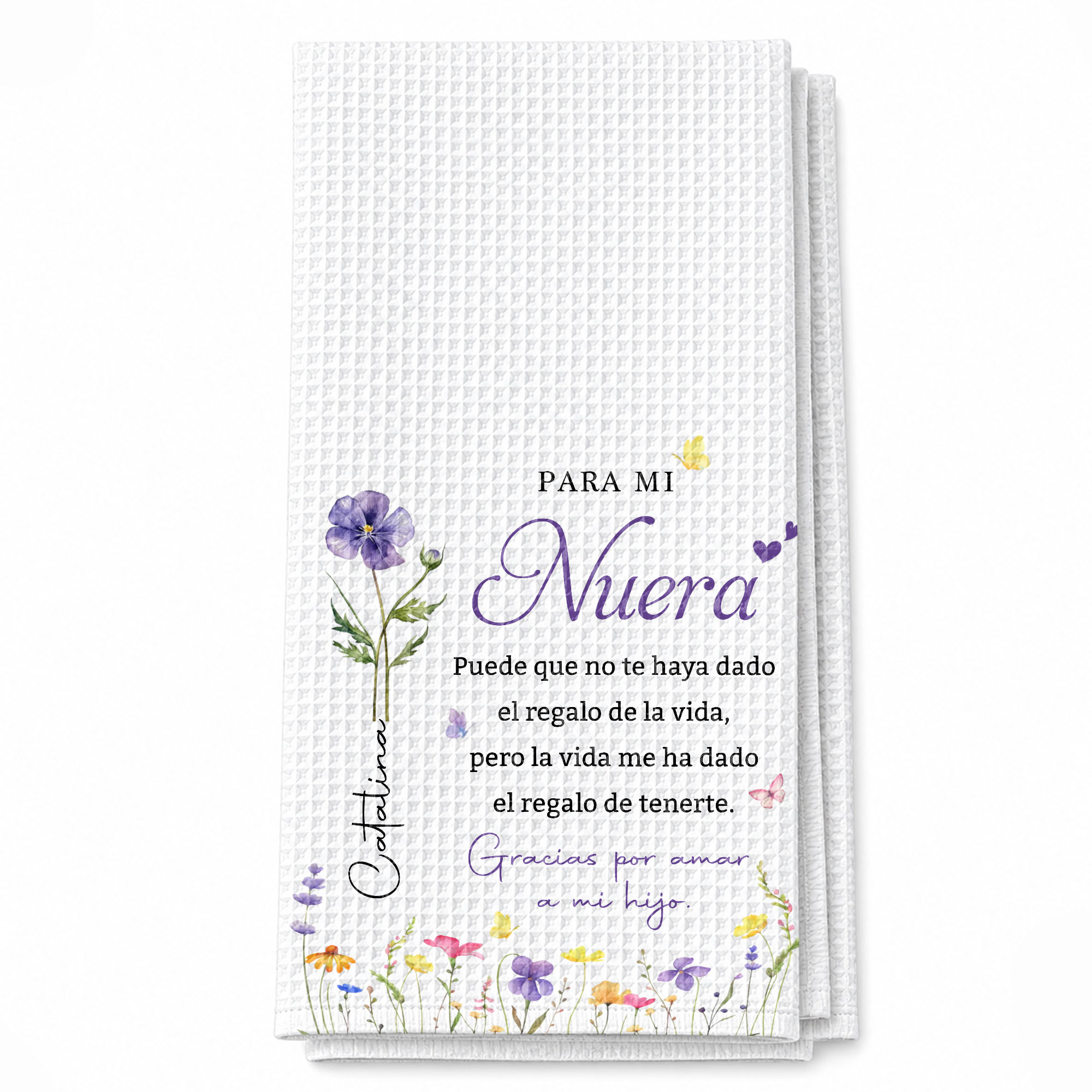 Personalized Kitchen Towel Custom Birth Month Flowers Gift for Daughter-in-Law Kitchen Towel GradoCreations