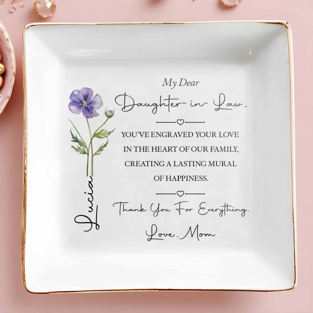 Personalized Flower Jewelry Dish Custom Gift for Daughter-in-Law Jewelry Dish GradoCreations