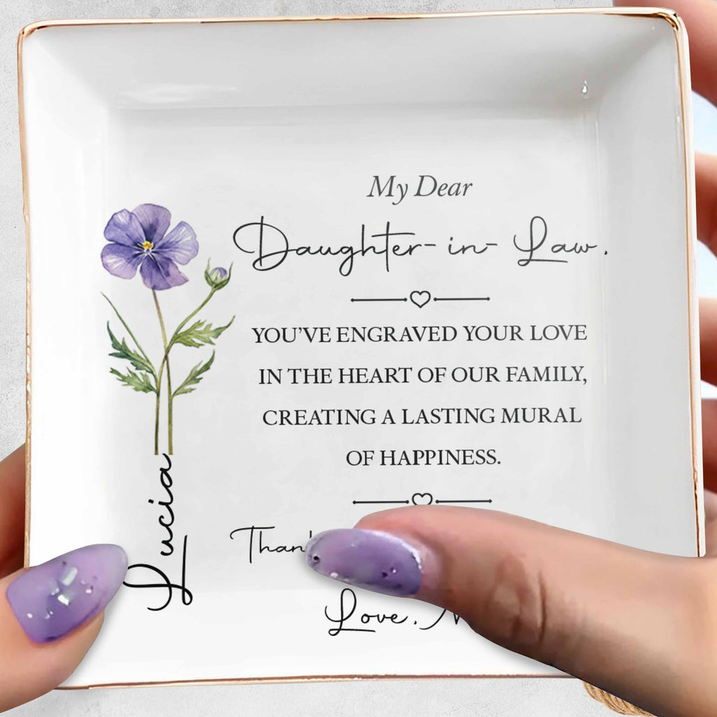 Personalized Flower Jewelry Dish Custom Gift for Daughter-in-Law Jewelry Dish GradoCreations