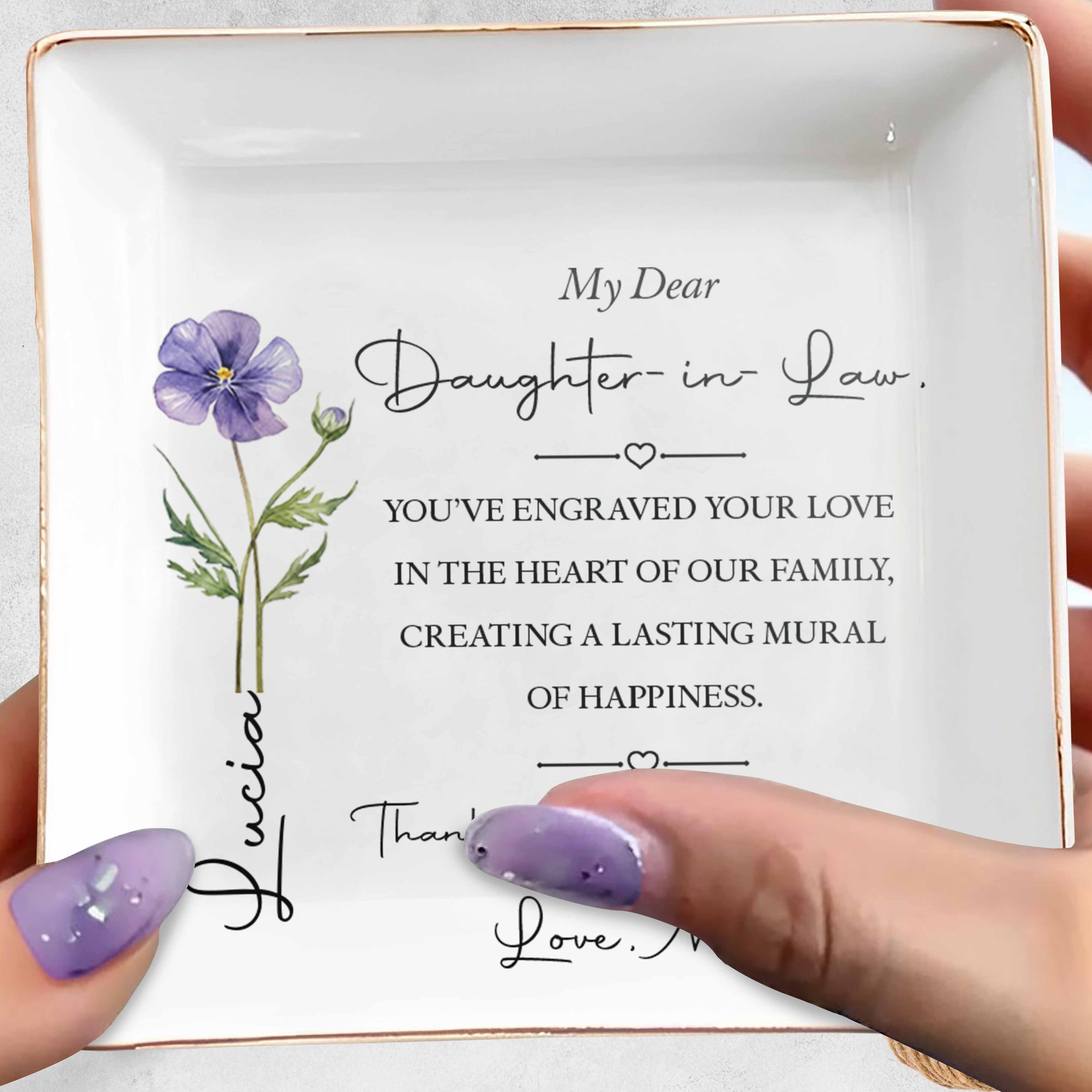 Personalized Flower Jewelry Dish Custom Gift for Daughter-in-Law Jewelry Dish GradoCreations