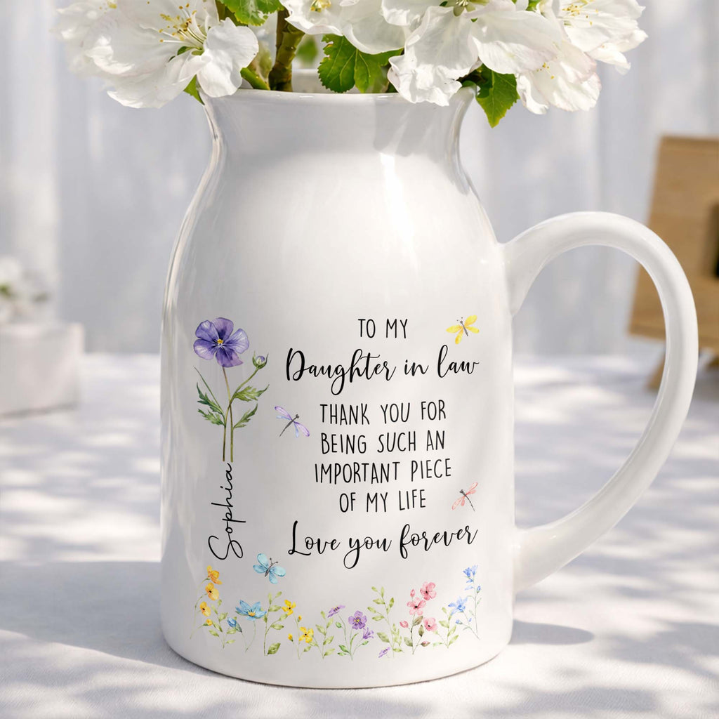 Personalized Ceramic Flower Vase Custom Name Gift for Daughter-in-Law Flower Vase GradoCreations