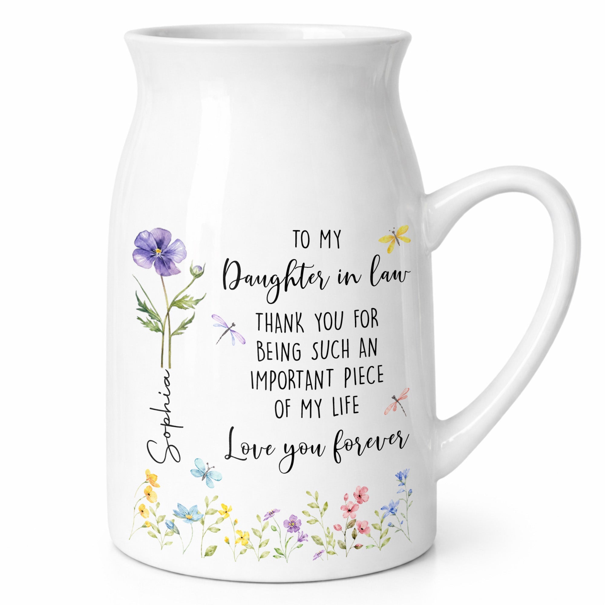 Personalized Ceramic Flower Vase Custom Name Gift for Daughter-in-Law Flower Vase GradoCreations