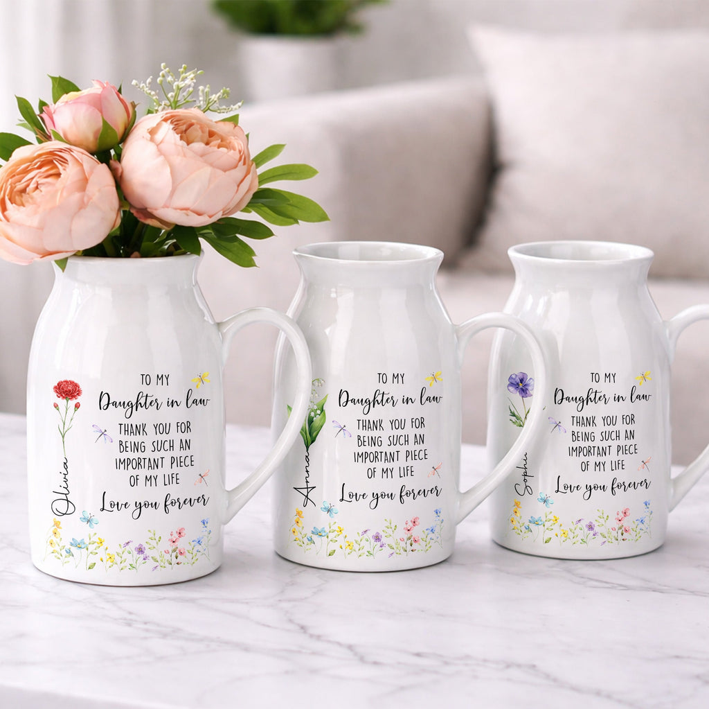 Personalized Ceramic Flower Vase Custom Name Gift for Daughter-in-Law Flower Vase GradoCreations