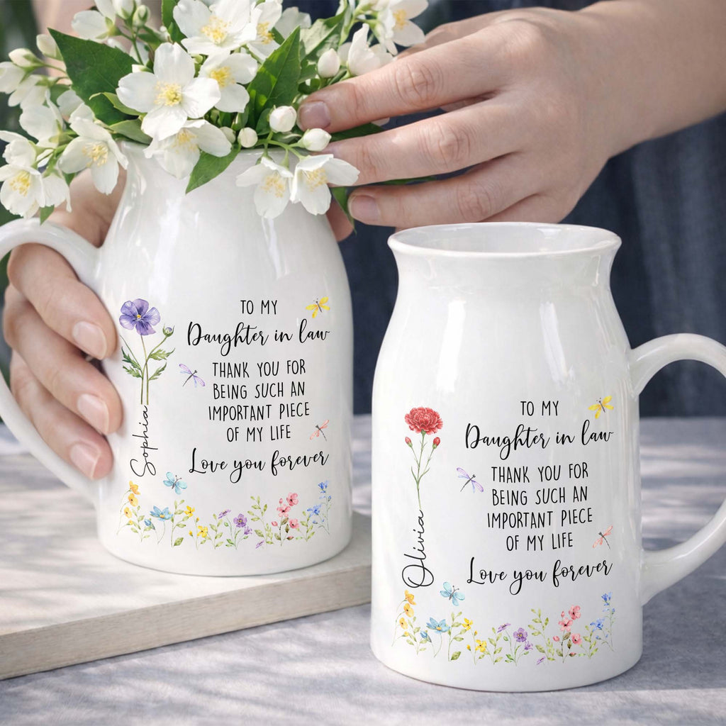 Personalized Ceramic Flower Vase Custom Name Gift for Daughter-in-Law Flower Vase GradoCreations