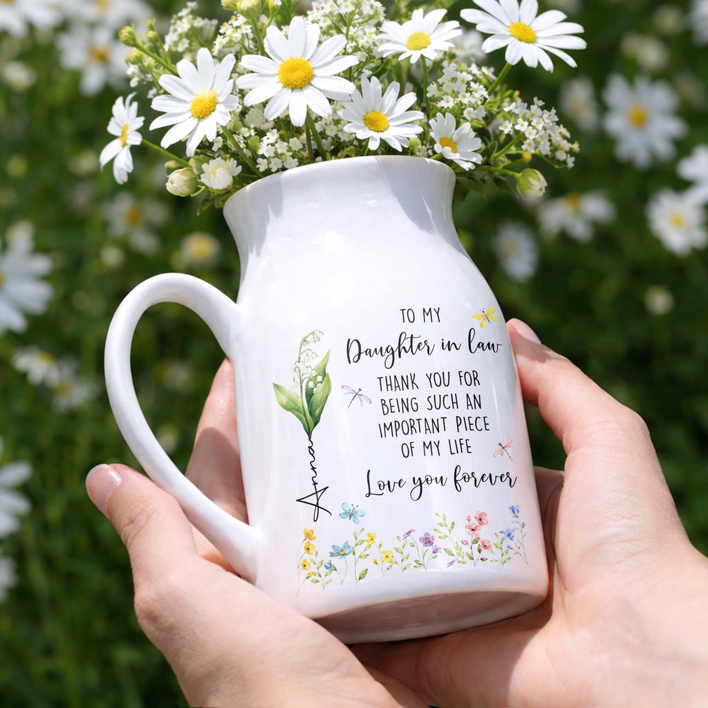 Personalized Ceramic Flower Vase Custom Name Gift for Daughter-in-Law Flower Vase GradoCreations