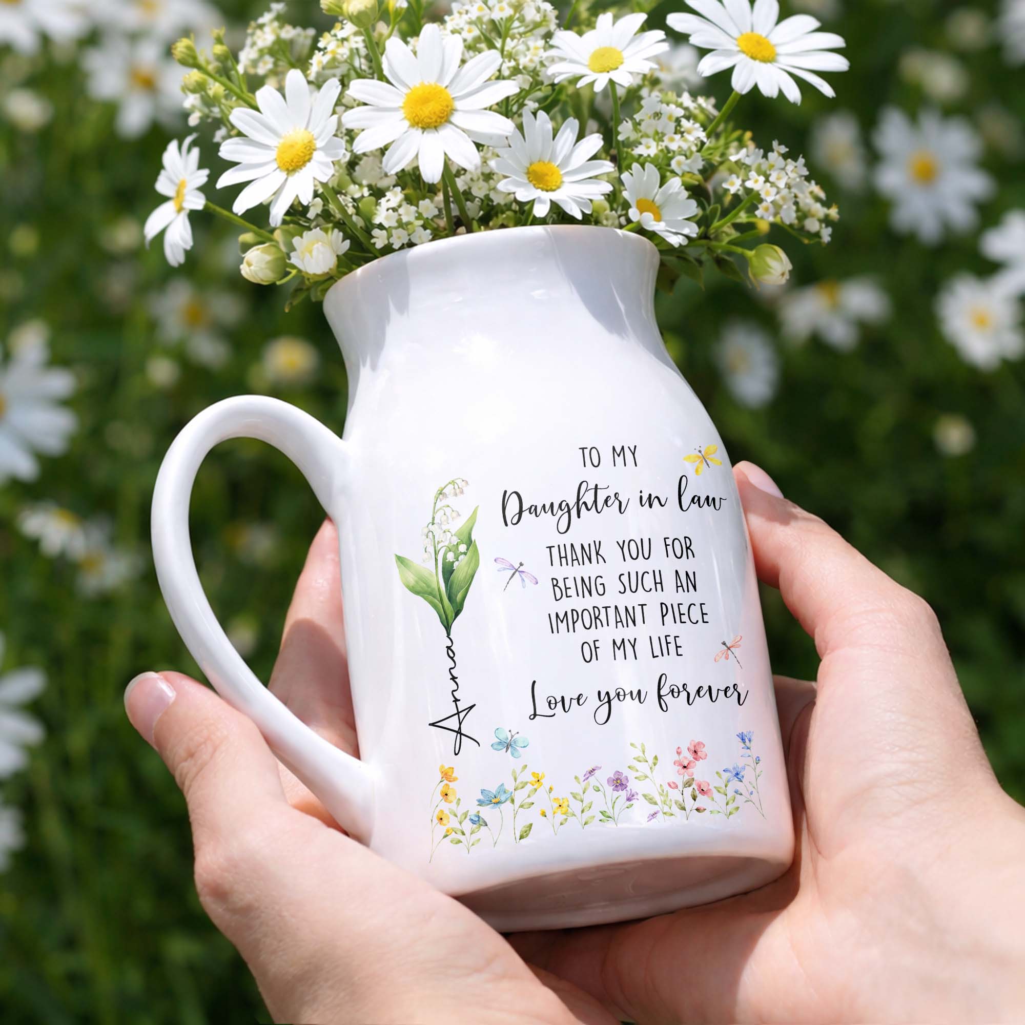 Personalized Ceramic Flower Vase Custom Name Gift for Daughter-in-Law Flower Vase GradoCreations