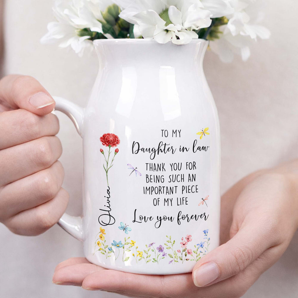 Personalized Ceramic Flower Vase Custom Name Gift for Daughter-in-Law Flower Vase GradoCreations