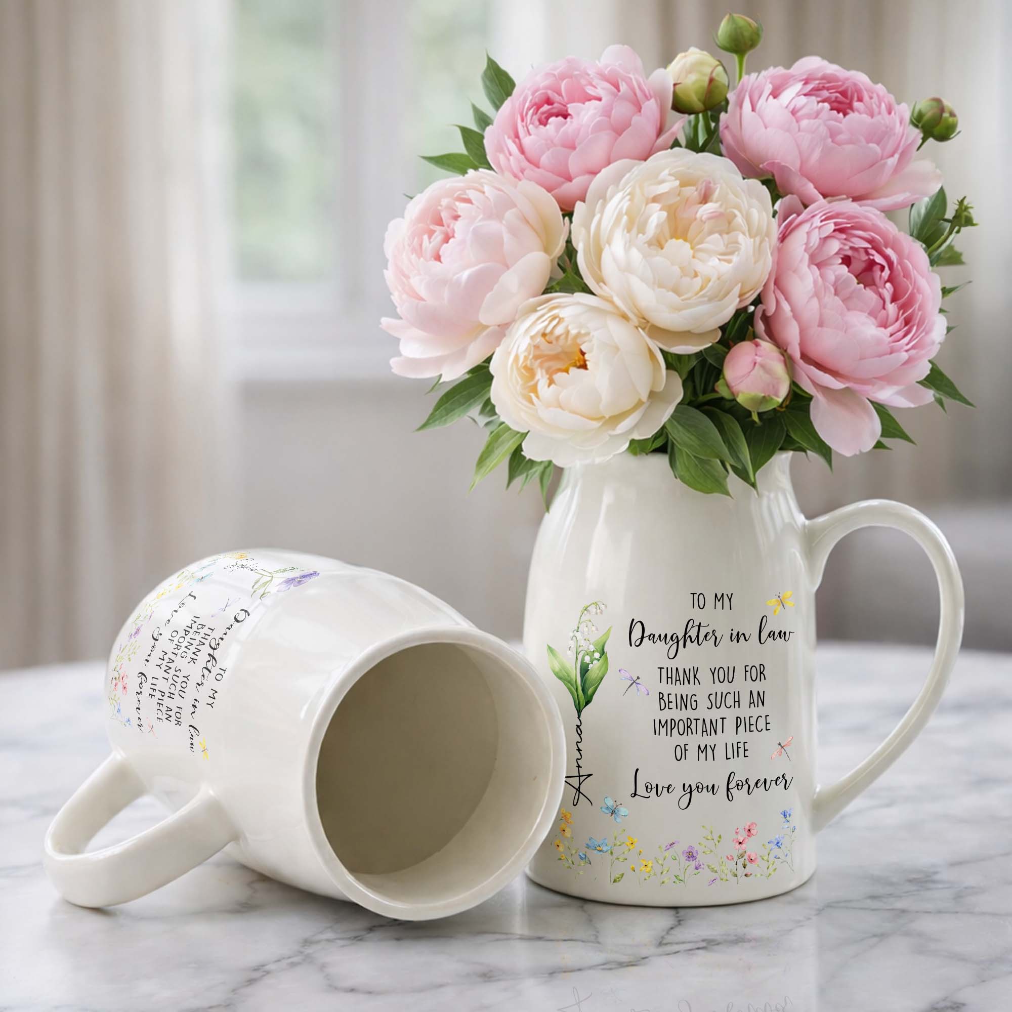 Personalized Ceramic Flower Vase Custom Name Gift for Daughter-in-Law Flower Vase GradoCreations