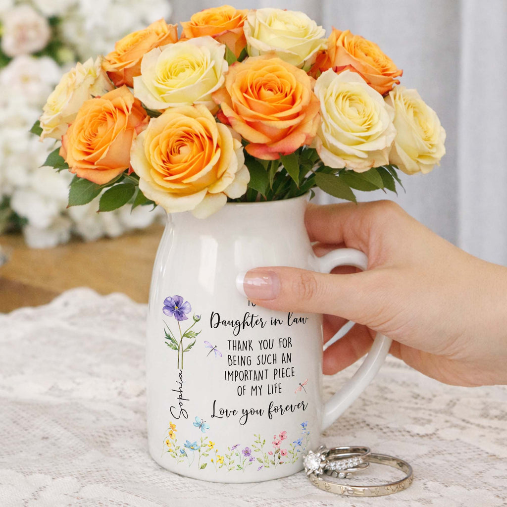 Personalized Ceramic Flower Vase Custom Name Gift for Daughter-in-Law Flower Vase GradoCreations