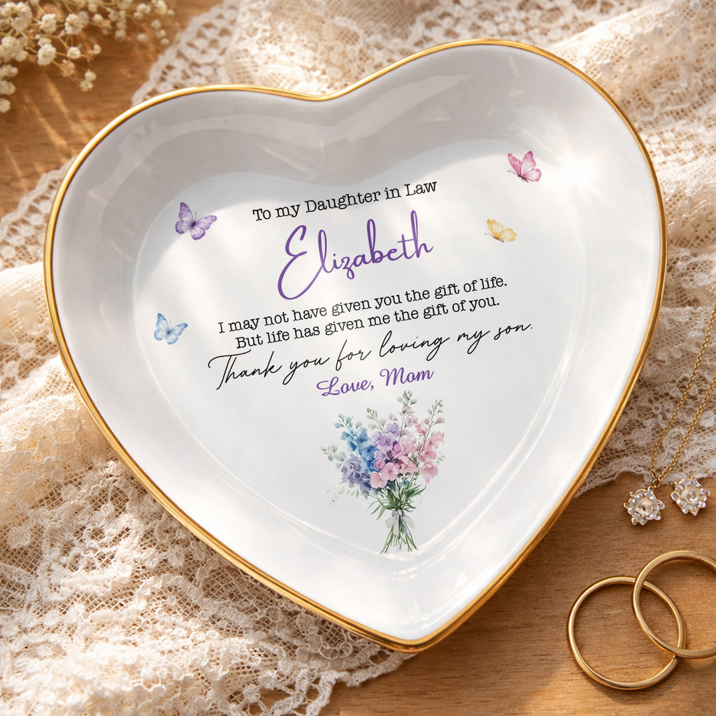 Personalized Heart Jewelry Dish Custom Name Gift for Daughter-in-Law Heart Jewelry Dish GradoCreations