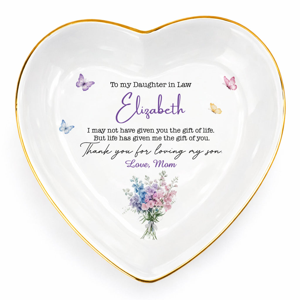 Personalized Heart Jewelry Dish Custom Name Gift for Daughter-in-Law Heart Jewelry Dish GradoCreations