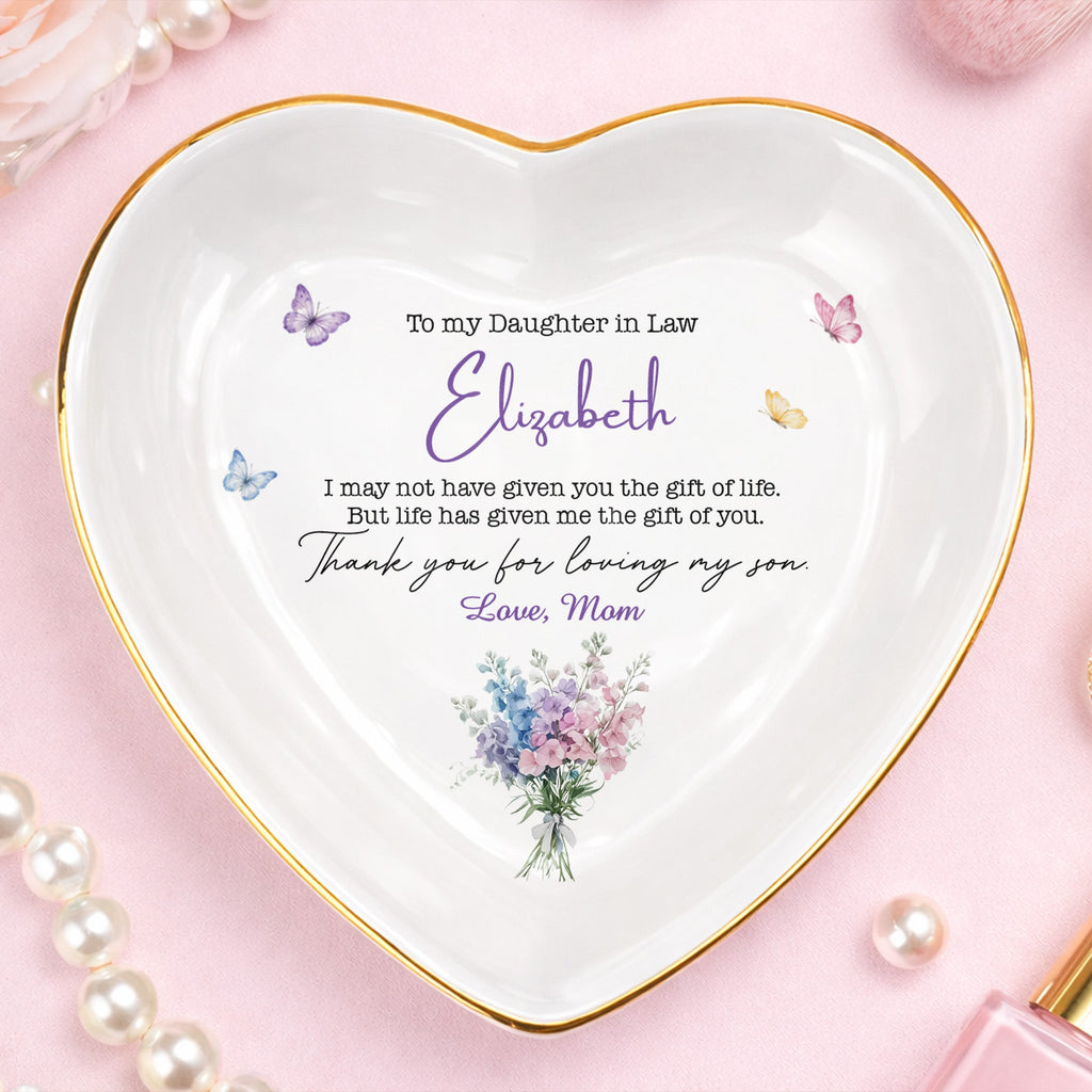 Personalized Heart Jewelry Dish Custom Name Gift for Daughter-in-Law Heart Jewelry Dish GradoCreations