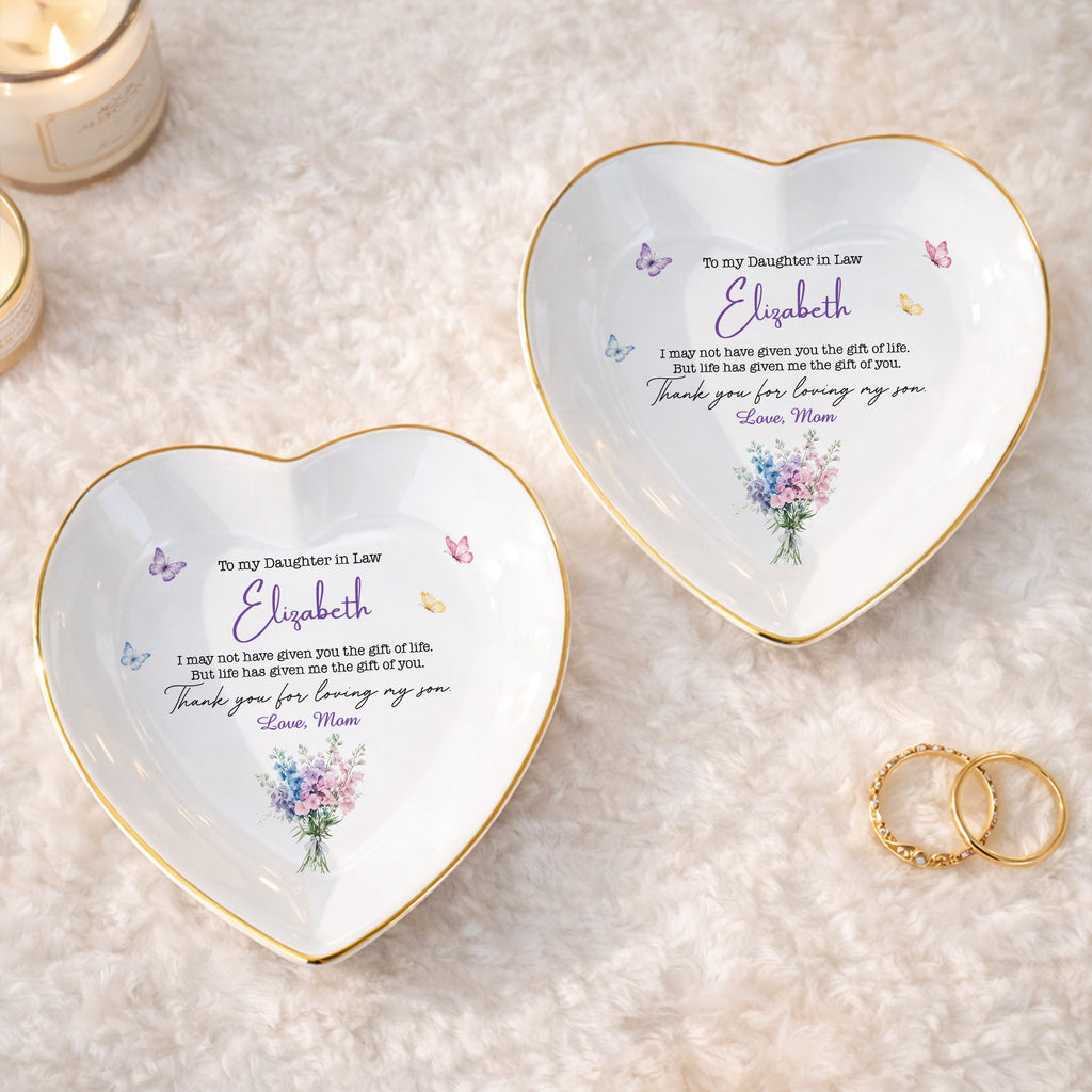 Personalized Heart Jewelry Dish Custom Name Gift for Daughter-in-Law Heart Jewelry Dish GradoCreations