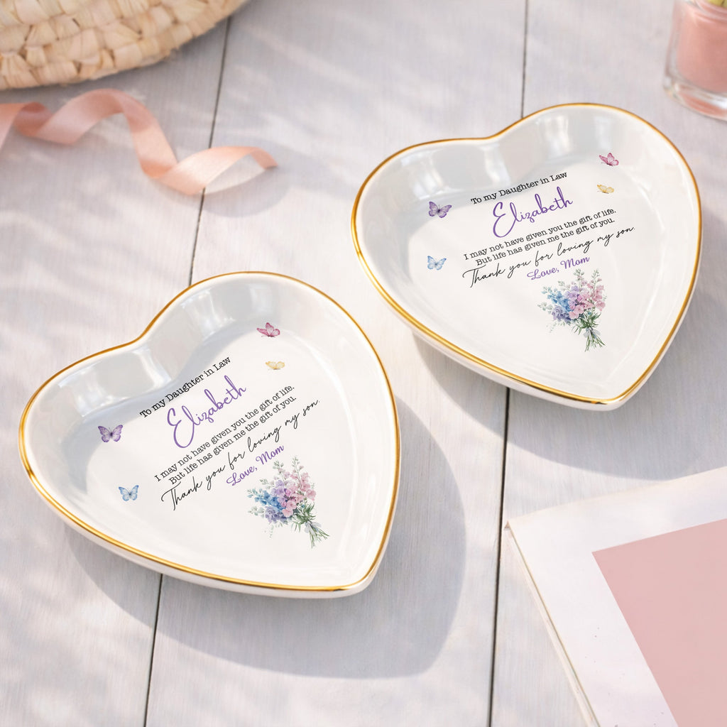 Personalized Heart Jewelry Dish Custom Name Gift for Daughter-in-Law Heart Jewelry Dish GradoCreations