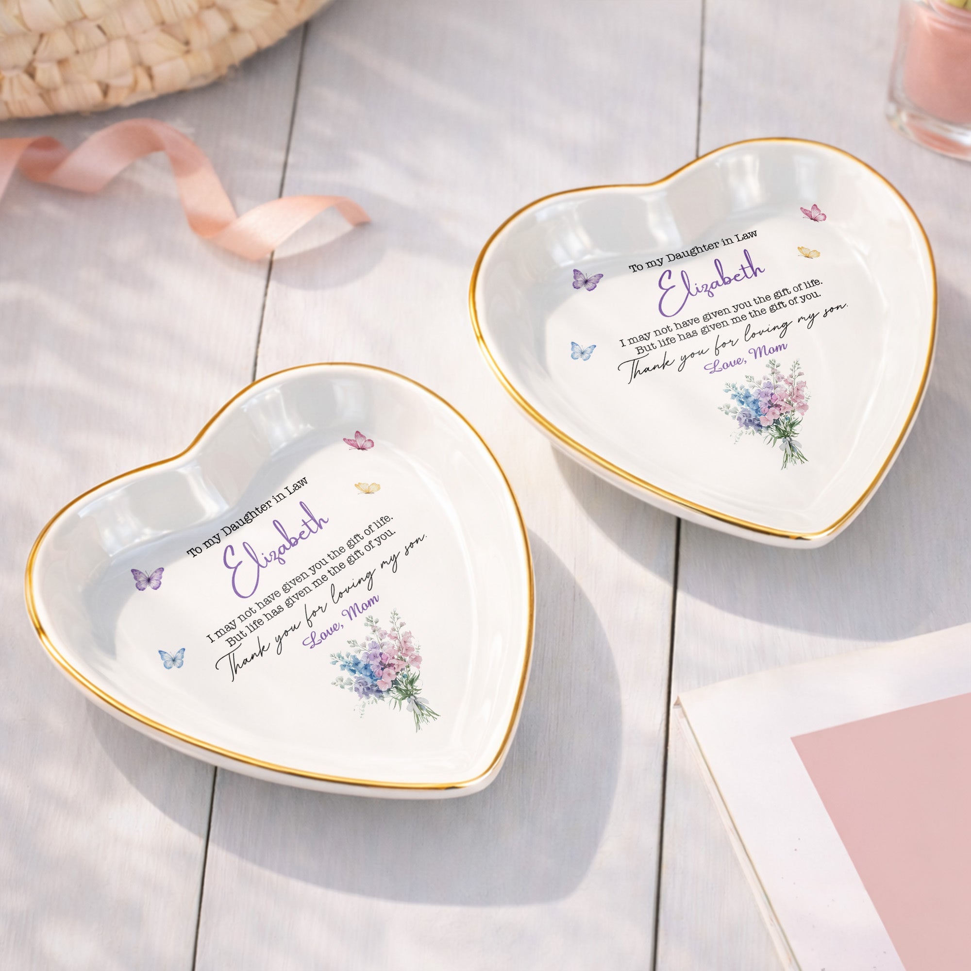 Personalized Heart Jewelry Dish Custom Name Gift for Daughter-in-Law Heart Jewelry Dish GradoCreations