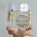 Personalized Stemless Wine Glass Custom Birth Month Flowers Gift for Daughter-in-Law Wine Glasses GradoCreations