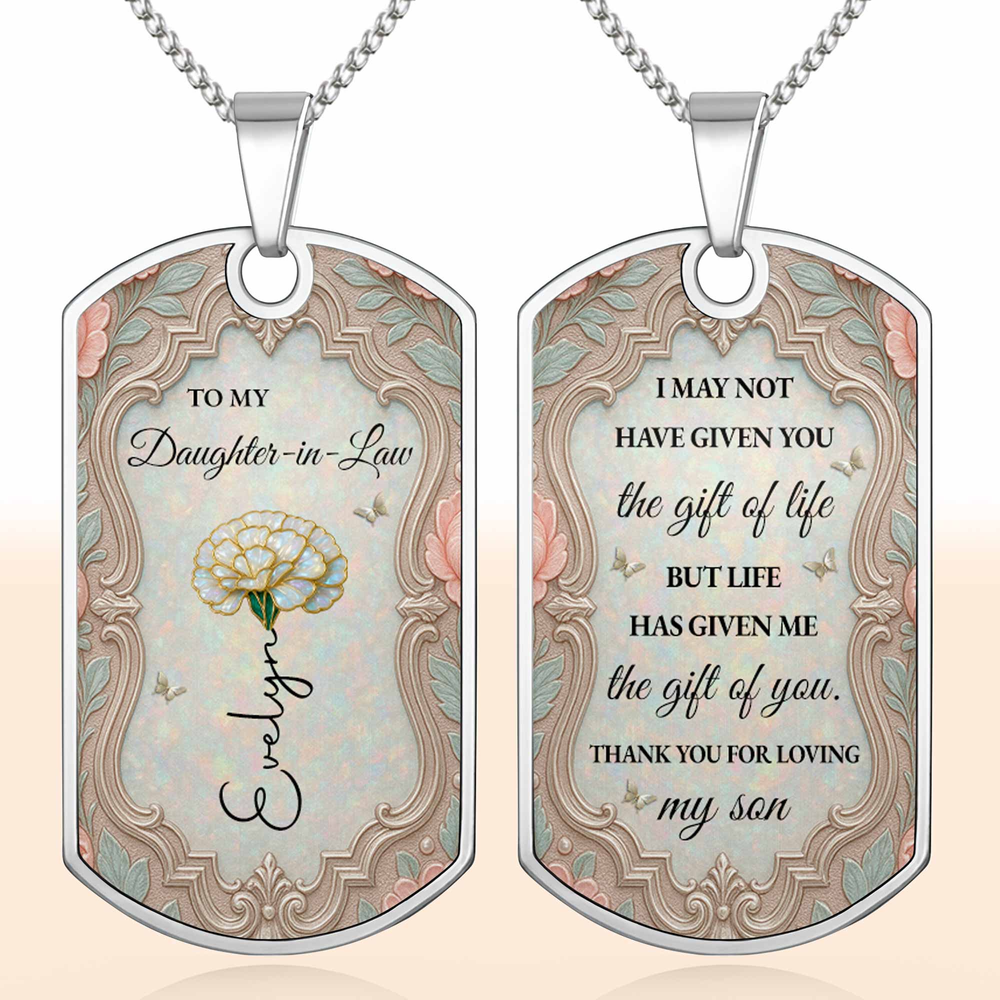 Personalized Dog Tag Necklace Custom Keepsake for Daughter-in-Law Dog Tag Necklace GradoCreations