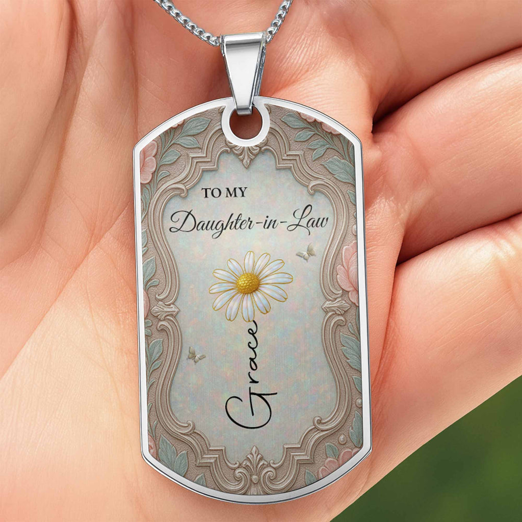Personalized Dog Tag Necklace Custom Keepsake for Daughter-in-Law Dog Tag Necklace GradoCreations