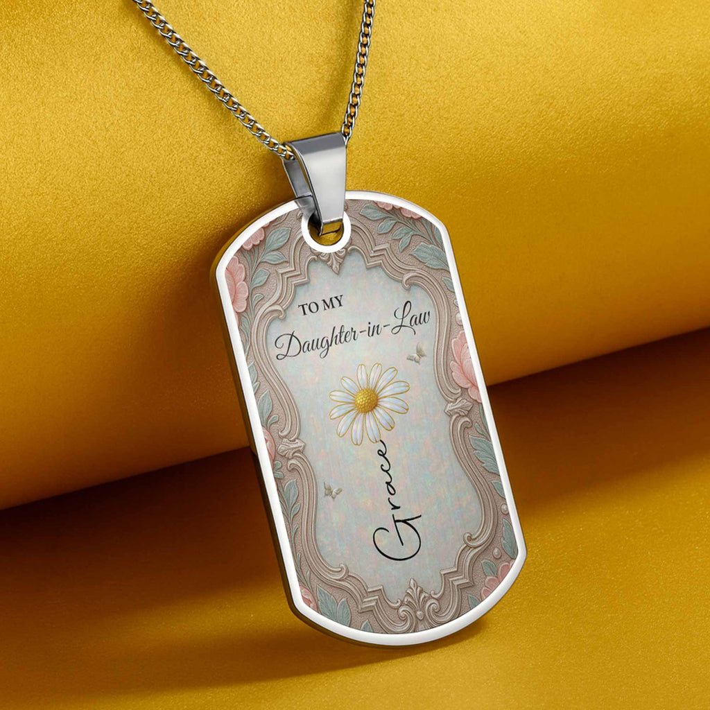 Personalized Dog Tag Necklace Custom Keepsake for Daughter-in-Law Dog Tag Necklace GradoCreations