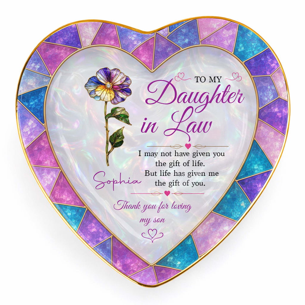 Personalized Heart Jewelry Dish Custom Name Gift for Daughter-in-Law Heart Jewelry Dish GradoCreations