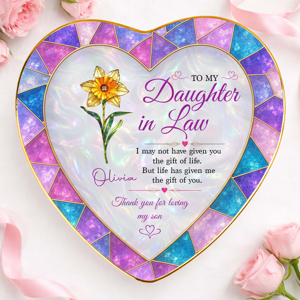 Personalized Heart Jewelry Dish Custom Name Gift for Daughter-in-Law Heart Jewelry Dish GradoCreations