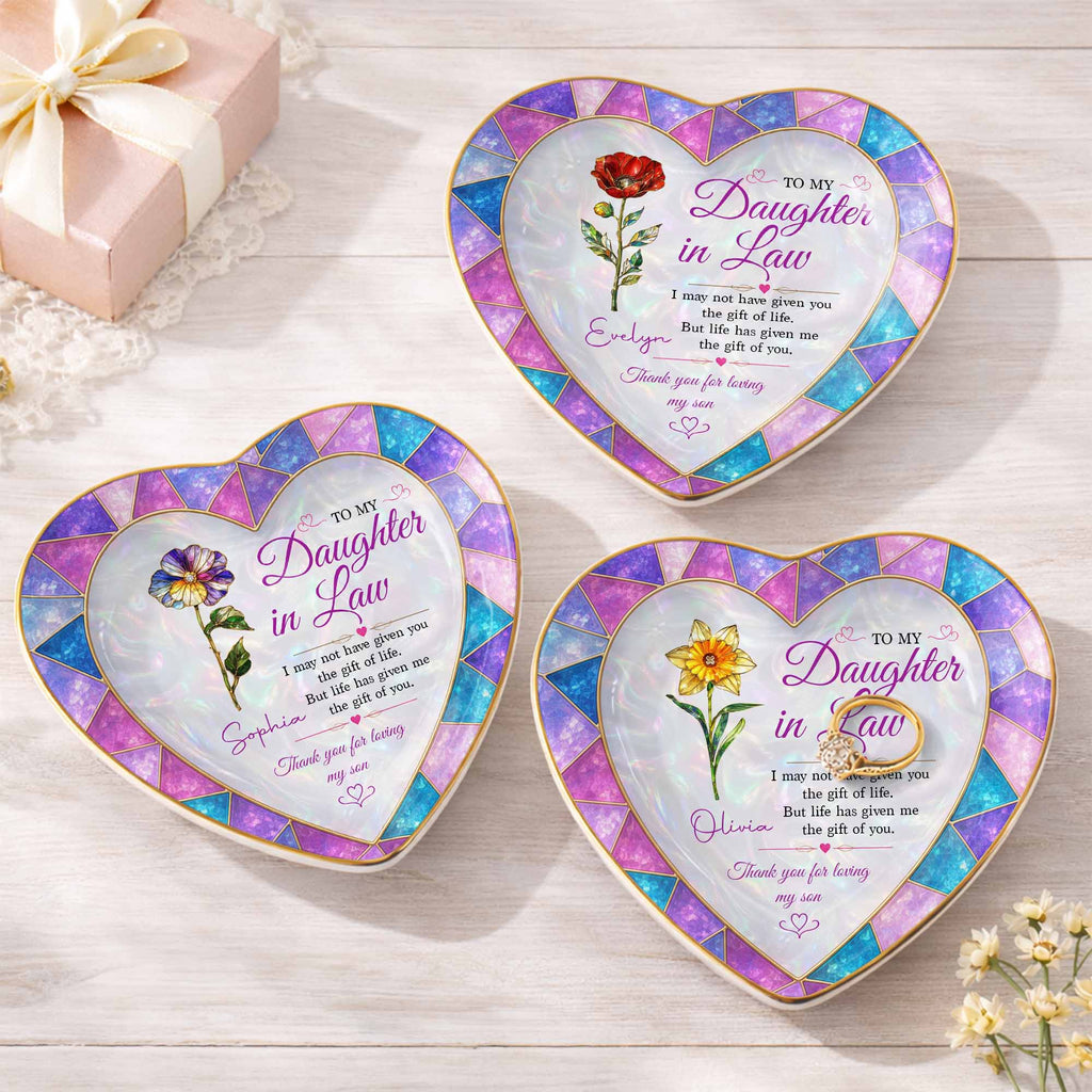 Personalized Heart Jewelry Dish Custom Name Gift for Daughter-in-Law Heart Jewelry Dish GradoCreations