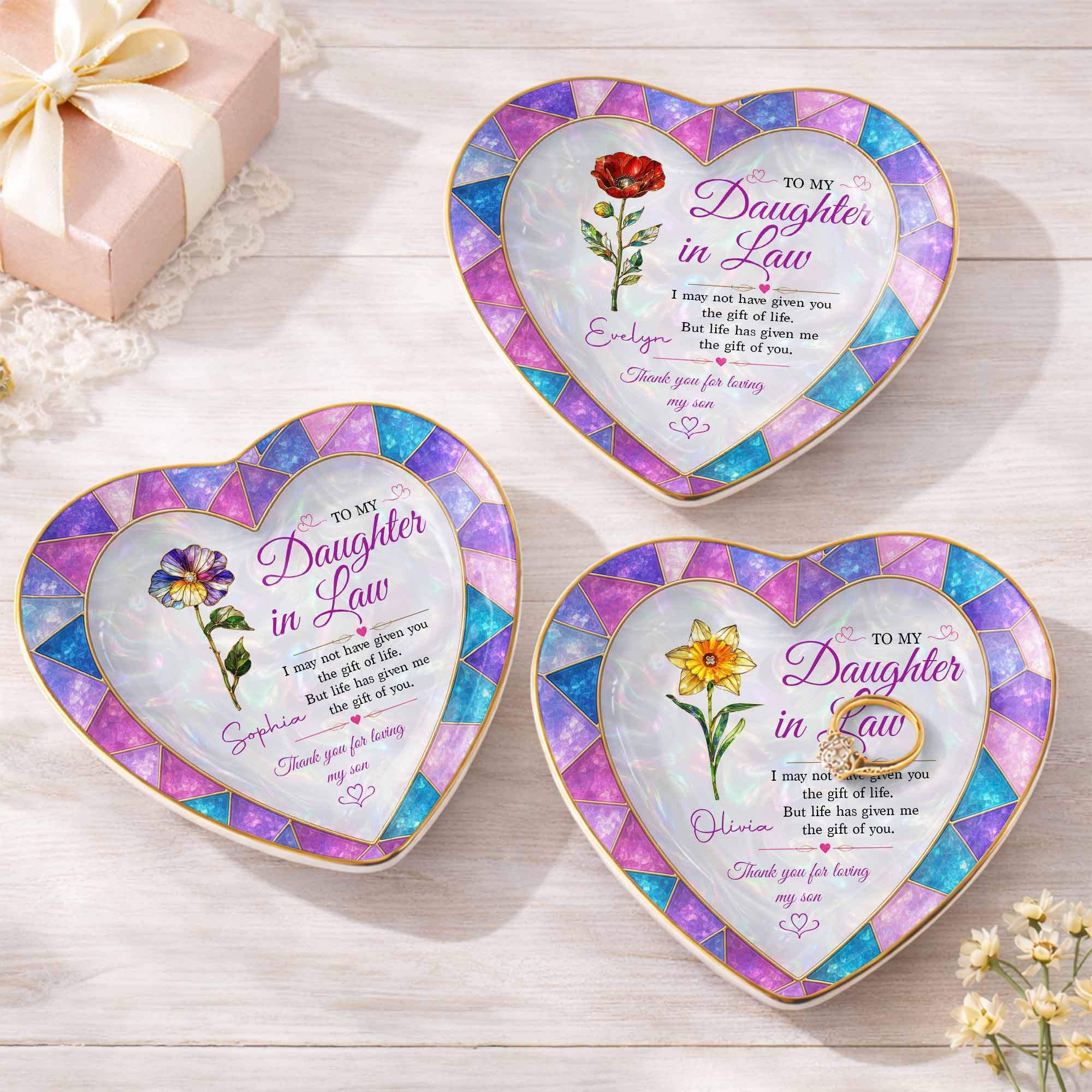 Personalized Heart Jewelry Dish Custom Name Gift for Daughter-in-Law Heart Jewelry Dish GradoCreations