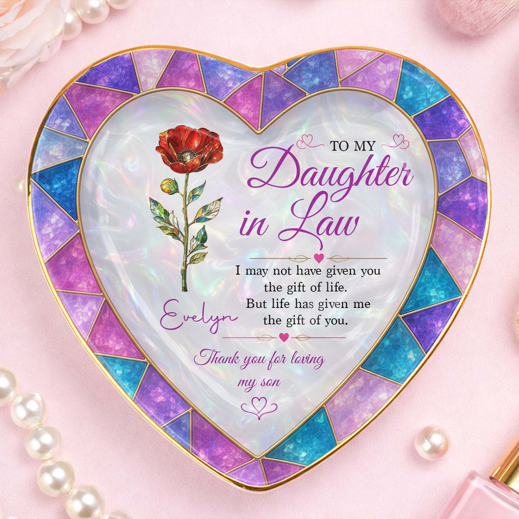 Personalized Heart Jewelry Dish Custom Name Gift for Daughter-in-Law Heart Jewelry Dish GradoCreations