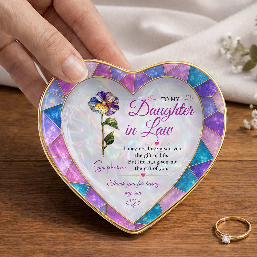 Personalized Heart Jewelry Dish Custom Name Gift for Daughter-in-Law Heart Jewelry Dish GradoCreations