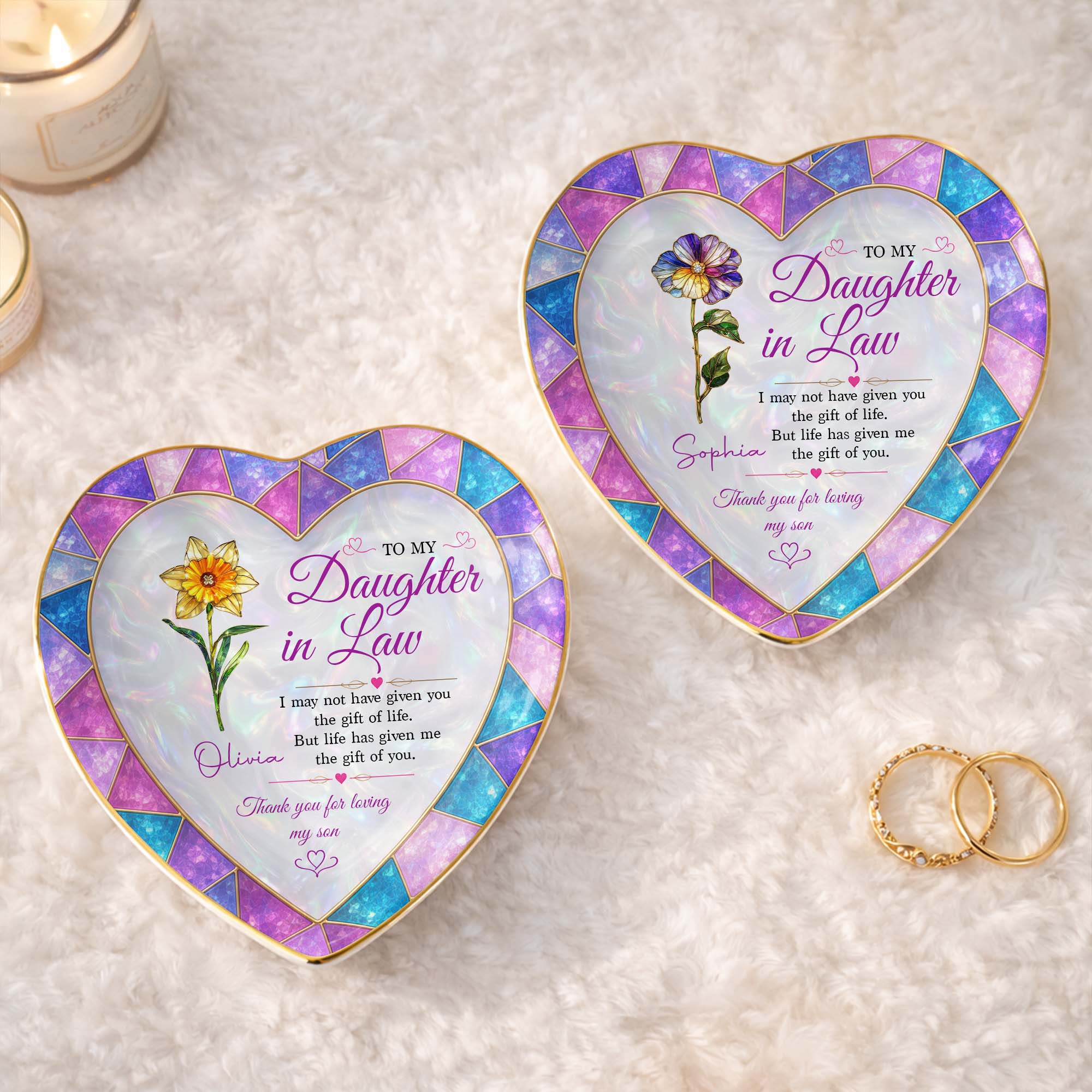 Personalized Heart Jewelry Dish Custom Name Gift for Daughter-in-Law Heart Jewelry Dish GradoCreations