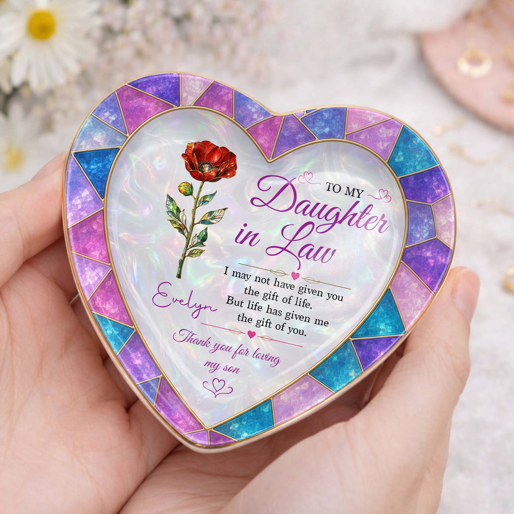Personalized Heart Jewelry Dish Custom Name Gift for Daughter-in-Law Heart Jewelry Dish GradoCreations