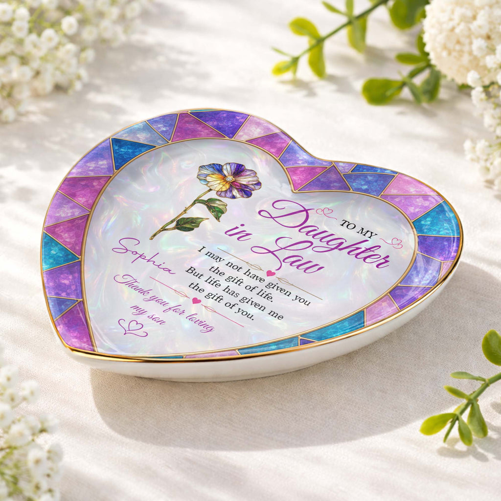 Personalized Heart Jewelry Dish Custom Name Gift for Daughter-in-Law Heart Jewelry Dish GradoCreations