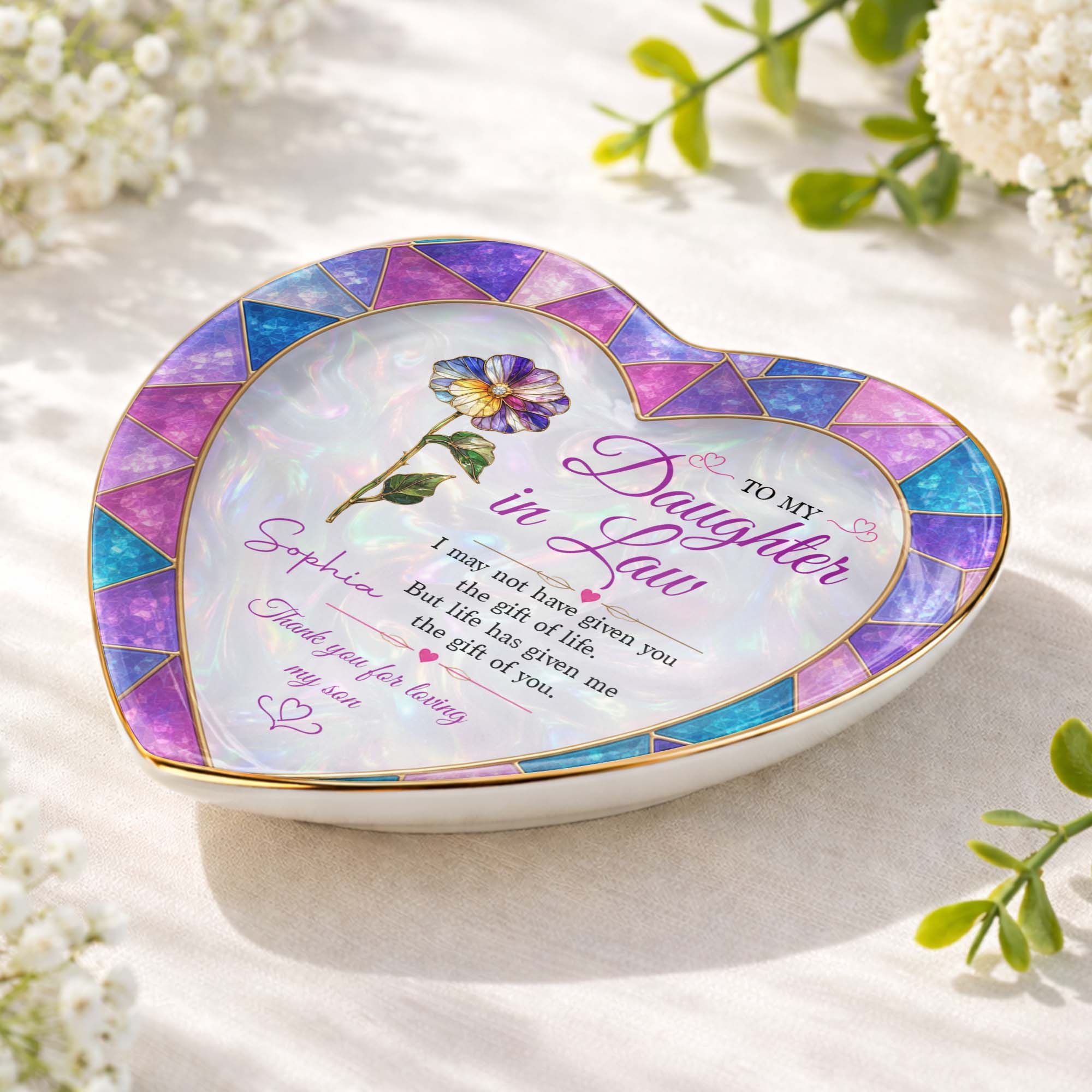 Personalized Heart Jewelry Dish Custom Name Gift for Daughter-in-Law Heart Jewelry Dish GradoCreations
