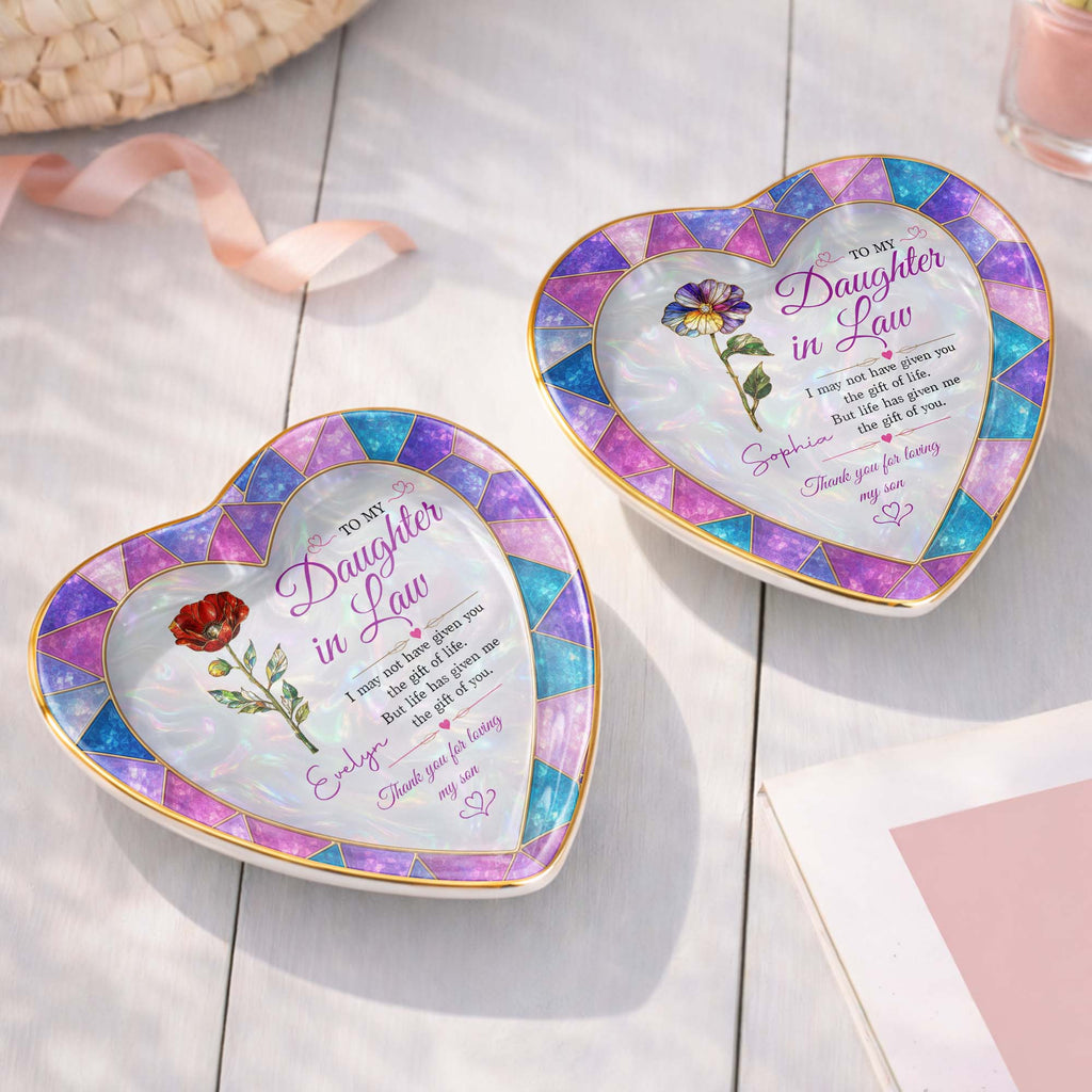 Personalized Heart Jewelry Dish Custom Name Gift for Daughter-in-Law Heart Jewelry Dish GradoCreations