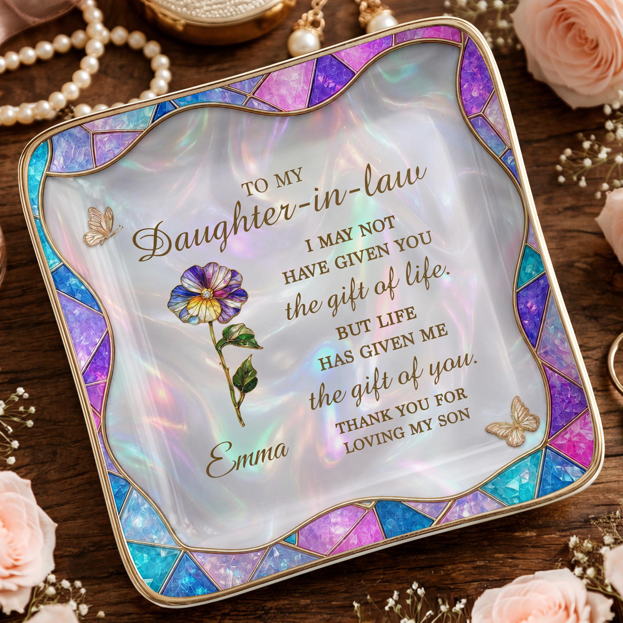 Personalized Ceramic Jewelry Dish Custom Gift for Daughter-in-Law Jewelry Dish GradoCreations