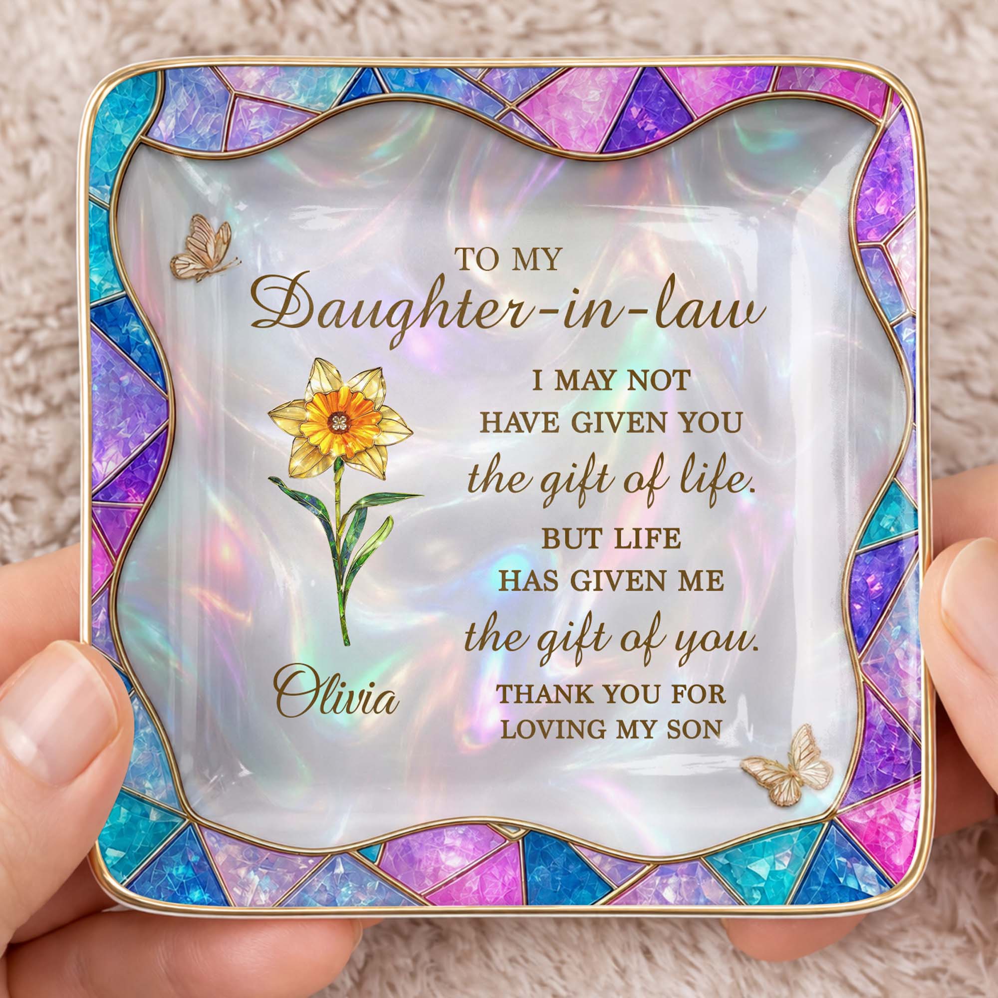Personalized Ceramic Jewelry Dish Custom Gift for Daughter-in-Law Jewelry Dish GradoCreations