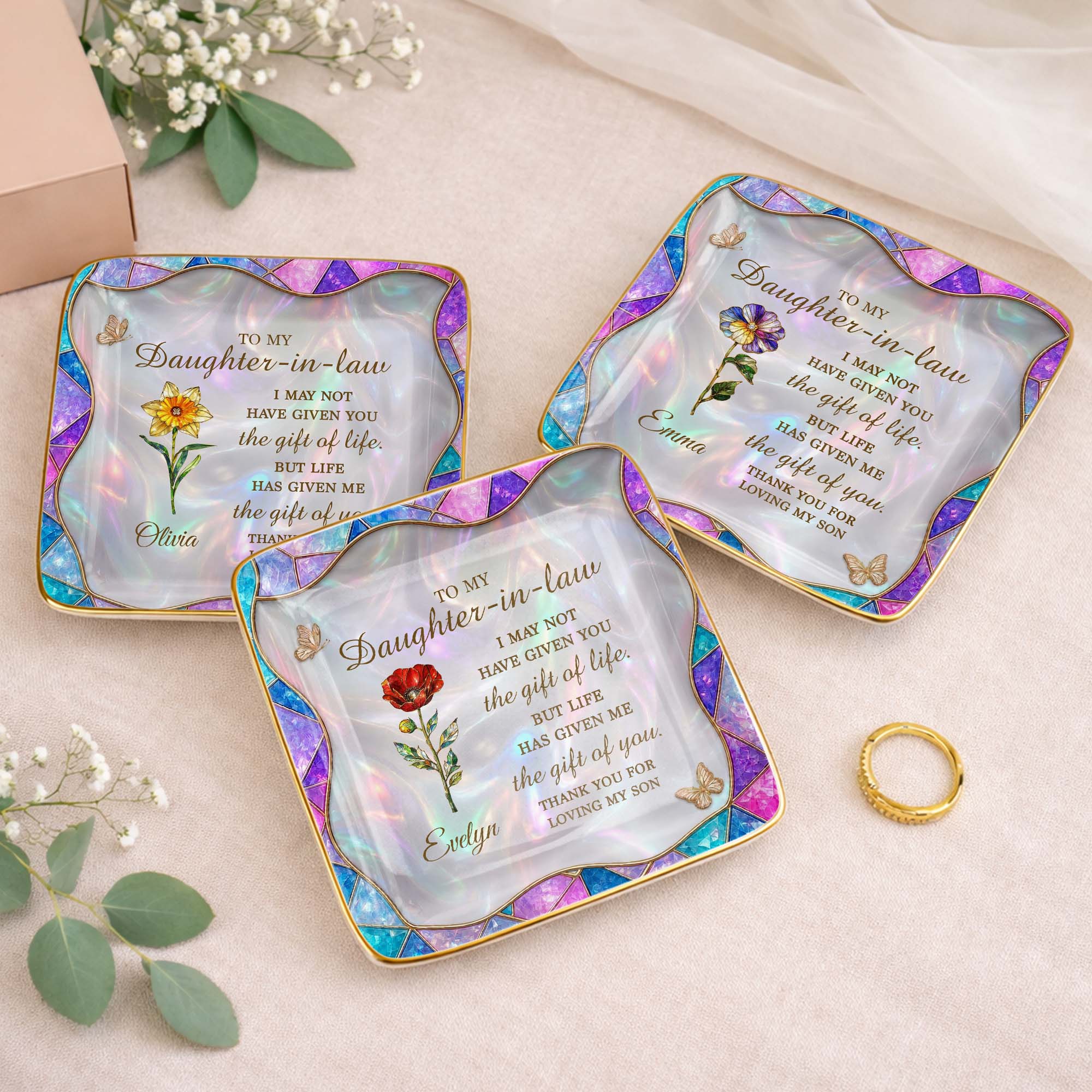 Personalized Ceramic Jewelry Dish Custom Gift for Daughter-in-Law Jewelry Dish GradoCreations