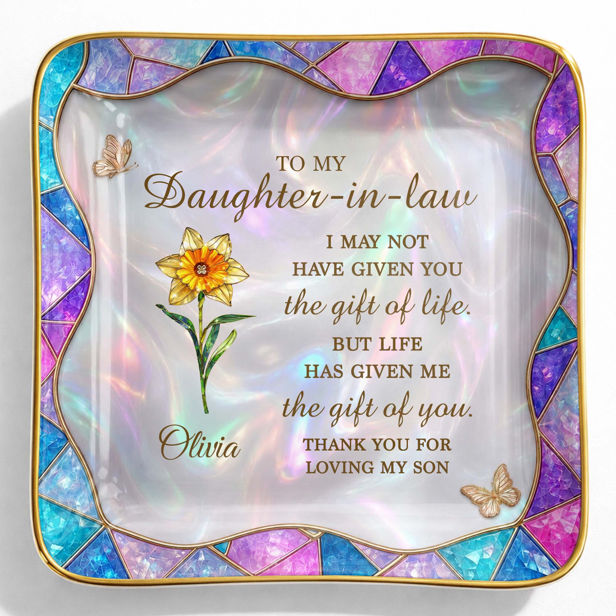 Personalized Ceramic Jewelry Dish Custom Gift for Daughter-in-Law Jewelry Dish GradoCreations